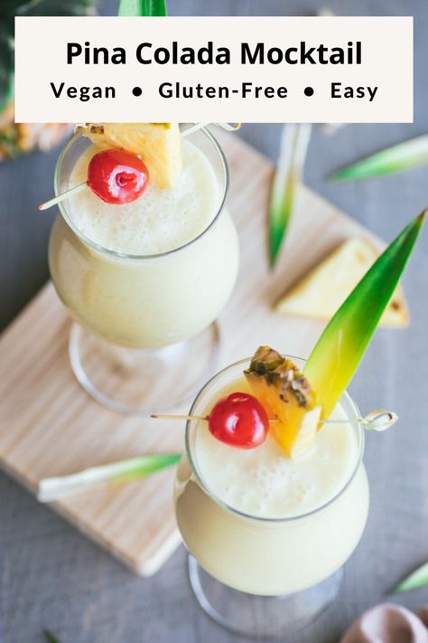 Pins Colada Mocktail, Vegan Beverages, Alcoholic Recipes, Pina Colada Mocktail, Coconut Milk Drink, Frozen Pina Colada, Healthy Nutrition Plan, Vegan Summer Recipes, Vegan Drinks