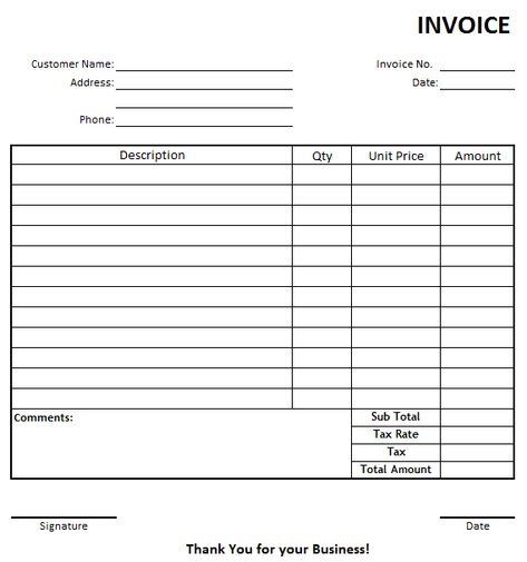 Free printable blank invoice template designs in MS word and excel format is here. These fillable sales, service and business invoices are easy to print. Invoice Format In Excel, Small Business Printables, Free Receipt Template, Invoice Format, Invoice Design Template, Template Images, Invoice Template Word, Printable Invoice, Employment Application