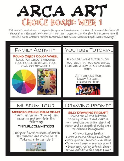 Art Choice Board, School Elementary, Art Education Lessons, Choice Board, Middle School Art Projects, Sisters Art, Choice Boards, Art Curriculum, High School Art