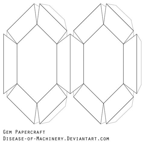 Paper Gems Template, Fantasy Currency, Zelda Party, Diamond Template, 3d Templates, Paper Diamond, Geometric Origami, Papercraft Templates, Paper Ornaments