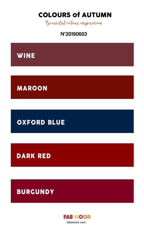 Wine + Maroon + Oxford Blue + Dark Red + Burgundy Color Scheme #color #pantone #fallcolor Maroon Bedroom, Maroon Color Palette, Burgundy Color Scheme, Burgundy Colour Palette, Deep Autumn Color Palette, Red Colour Palette, Oxford Blue, Fall Color Palette, Bedroom Color Schemes