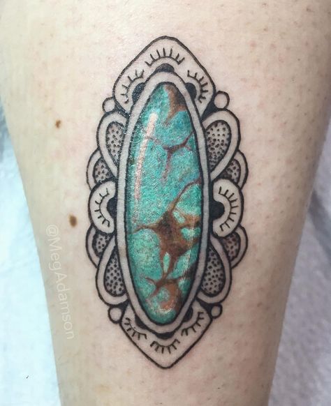 Extreme close up of this ankle #turquoise for Amanda, who promised me not to wear boots for TWO months! 🤞 ..Thanks lady ;) Turquoise Tattoo, Stone Tattoo, Cowgirl Tattoos, Gem Tattoo, Native Tattoos, Western Tattoos, Diy Tattoo, Jewelry Tattoo, Tattoo Pattern