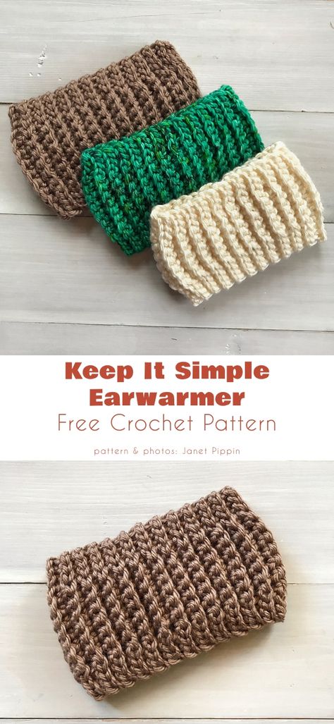 Keep it Simple Earwarmer Crochet Ear Band Pattern Free, Quick And Easy Crochet Ear Warmers, Hair Bands Crochet, Crocheted Headbands Free Patterns Easy, Head Band Crochet Pattern Free, Simple Crochet Headband Pattern Free, Headbands Crochet Patterns Free, Crocheted Ear Warmers, Crochet Head Bands