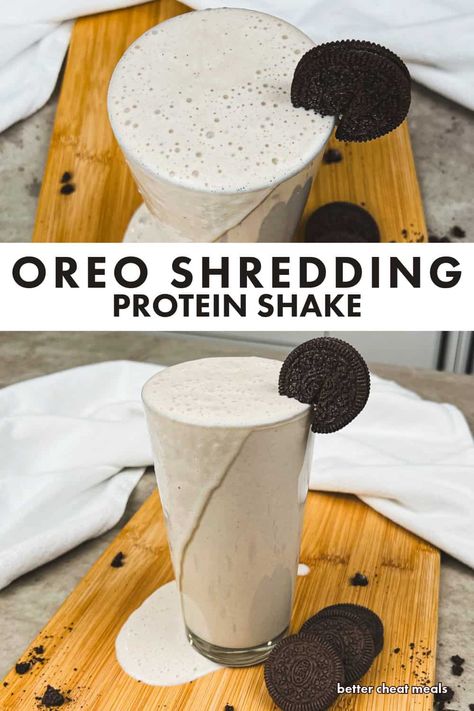 Craving cookies but committed to your fitness goals? 😍 This low-cal Oreo protein shake is your answer! 🥤✨ Packed with muscle-building protein and rich cookie flavor, it's the perfect post-workout treat or guilt-free dessert. Easy to make, delicious to drink! 🏋️‍♀️🍫 #ProteinShake #HealthyDessert #FitnessRecipe #WeightLossJourney #CleanEating #OreoLover #MealPrep #ProteinPacked #HealthySnacks #FitFoodie Oreo Protein Shake Recipes, Cookies And Cream Protein Shake, Oreo Protein Shake, Mug Cookie Recipes, Protein Shakes For Kids, Easy Protein Shakes, Homemade Protein Shakes, Protein Drink Recipes, Protein Milkshake