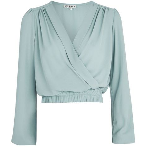 Crossover Long Sleeve Top by Love (54 CAD) ❤ liked on Polyvore featuring tops, shirts, long sleeve shirts, love shirt, shirt crop top, long sleeve v neck shirt and surplice top Silk Top Outfit, Women Blouses Fashion, Surplice Top, Blue Long Sleeve Tops, Fashion Tops Blouse, Blue Long Sleeve Shirt, Trendy Fashion Tops, Fashionable Outfits, Crop Top Outfits