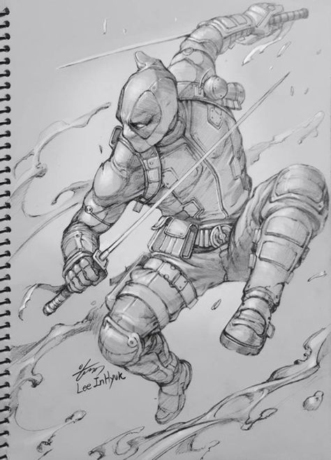 ArtStation - Pencil and Ink work Inhyuk Lee, Deadpool Drawing, Marvel Art Drawings, Comic Art Sketch, Deadpool Art, Comic Book Drawing, Marvel Drawings, Comic Book Artwork, Comic Drawing