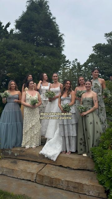 Wedding Photographer on Instagram: "a mix of of yellows, muted greens and light blues ✨  #bridemaids #bridemaidsdress #weddingdress #weddingdresses @abbygardenfloral" Blue Green Yellow Wedding Colors, Mix And Match Blue Green Bridesmaid Dresses, Spring Blue Bridesmaid Dresses, Muted Bridesmaid Dresses, Mixed Bridesmaid Dresses Spring, Blue And Green Wedding Party, Blue And Green Bridesmaids, Green And Blue Wedding Theme, Blue And Green Bridesmaid Dresses