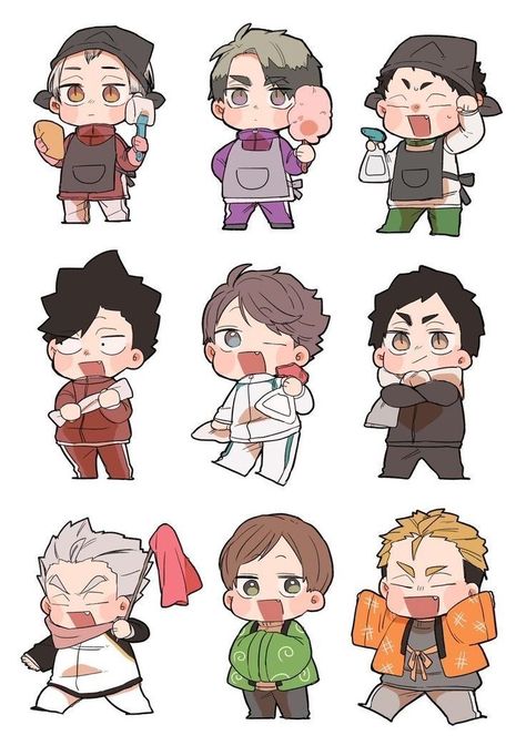 Chibi Anime Characters, Cute Chibi Characters, Haikyu Characters, Captain Squad, Chibi Haikyuu, Baby Haikyuu, Haikyuu Stickers, Chibi Sketch, Haikyuu Wallpaper