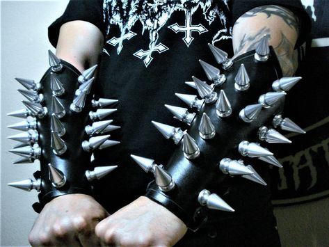 Leather Gauntlet, Studs And Spikes, Friendship Symbols, Thrash Metal, You Left, Leather Items, Heavy Metal, Black Metal, Genuine Leather