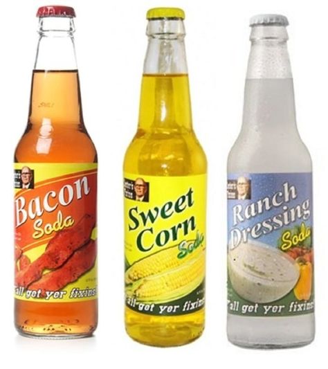 Flavored soda that comes in bacon, sweet corn, and ranch dressing. | 24 Incredibly Weird Foods You Can Find On Amazon 90s Food, Weird Snacks, Premium Snacks, Chocolate Delivery, Soda Flavors, Bizarre Foods, Soda Drinks, Food Memes, Peanut Butter Jelly