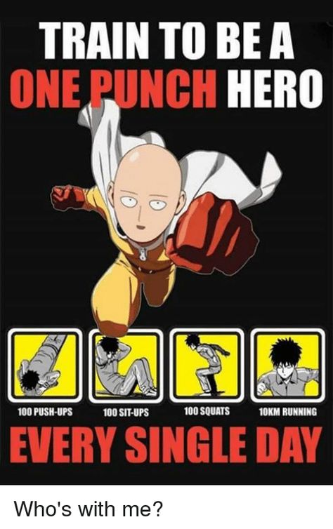 Saitama Workout, One Punch Man Workout, 10km Run, One Punch Man Funny, Yuri Love, Saitama One Punch Man, Saitama One Punch, One Piece Episodes, 100 Squats