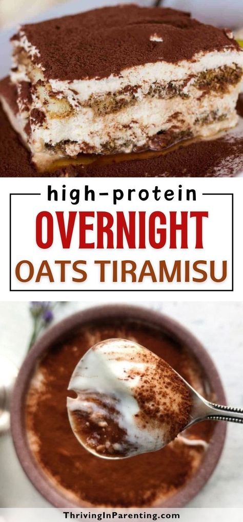 Indulge in a guilt-free breakfast with these overnight tiramisu oats! Made with high protein ingredients like yogurt, this overnight tiramisu oatmeal is sure to fit your diet. This high protein tiramisu overnight oats is perfect for busy morning meal prep. Whip it up the night before, chill, and your aesthetic overnight oats breakfast is ready! Quick and simple to make, this overnight oats tiramisu is perfect for busy moms looking for easy morning recipes or healthy breakfast for kids ideas! High Protein Overnight Oats No Powder, German Chocolate Overnight Oats, Nutella Overnight Oats Healthy, Tiramisu Baked Oats, Quick Oats Recipes, Tiramisu Oatmeal, Tiramisu Oats, Morning Meal Prep, Protein Tiramisu