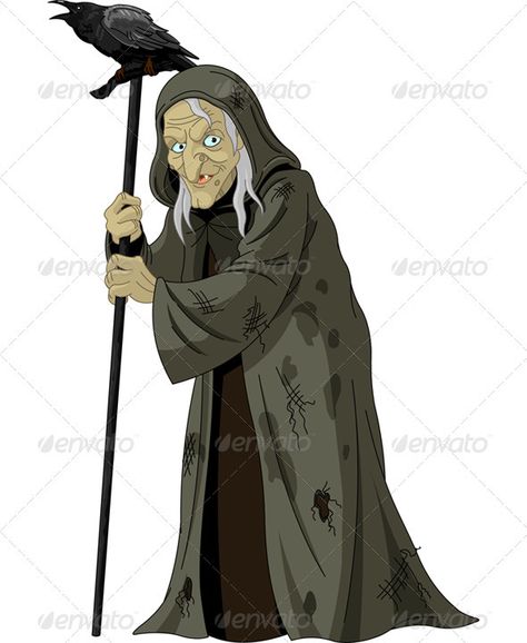 Witch with Raven Staff Stick, Gothic Holiday, Witch Woman, Old Witch, Cartoon Witch, Witch Photos, Witch Drawing, Witch Clipart, Witch Characters