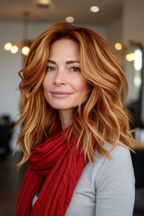 Bold Copper Streaks Copper Streaks, Balayage Ideas, Copper Balayage, Fresh Color, Copper Hair, Upgrade Your Look, Strawberry Blonde, Ginger Hair, Hair Colour