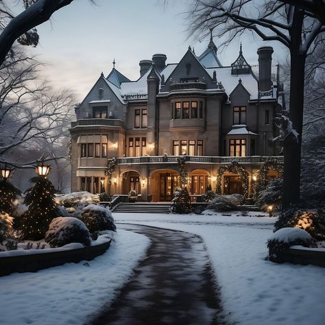 Christmas Architecture, Colonial Modern, Interior Magazine, Mansion Aesthetic, Mountain Dream Homes, Storybook House, Mansion Exterior, Terrace Decor, Mansion Designs