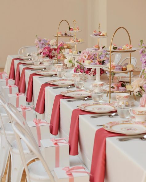 You, me, high tea? 💍🫖 📸 by us Tea Party Photo Backdrop, Photographer Backdrop, Tea Party Table, Party Photo Backdrop, Pink Tea, Table Set Up, Event Planning Design, Vintage Plates, Party Photos