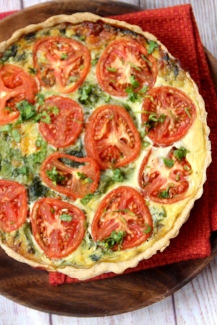 Gouda Quiche, Ricotta Cream Cheese, Spinach Ricotta Pie, Heirloom Tomato Tart, Ricotta Cream, Spinach Quiche Recipes, Ricotta Spinach, Christine Elise, Spinach Ricotta