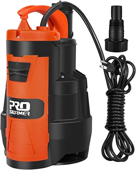 Amazon.com: Sump Pump, Prostormer 3500 GPH 1HP Submersible Clean/Dirty Water Pump with Build-in Float Switch for Pool, Pond, Garden, Flooded Cellar and Irrigation : Everything Else Sump Pit, Pool Pond, Pond Garden, Sump Pump, Garden Pond, Water Filtration System, Life Expectancy, Water Filtration, Plumbing Fixtures