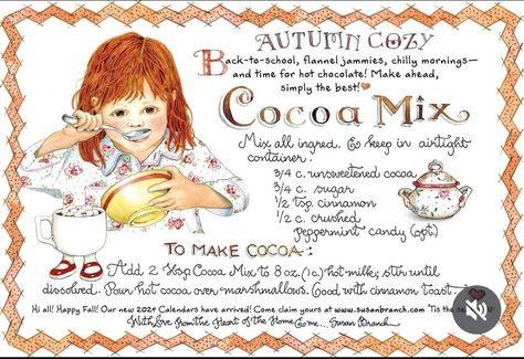 Susan Branch Blog, Susan Branch, Cinnamon Toast, Cocoa Mix, Peppermint Candy, Cottage Living, Unsweetened Cocoa, Vintage Recipes, Happy Fall