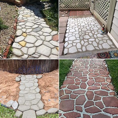 Amazon.com : Walk Path Maker, Pathmate Stone Mold Paving Pavement Concrete Molds Stepping Stone Paver Walk Way Cement Molds for Patio, Lawn & Garden(4 Packs 13 x 13 x 1.4 inch) : Garden & Outdoor Cement Yard Ideas, Cement Mold Pathway, Cement Mold, Concrete Molds Patio, Concrete Molds Walkway, Stepping Stone Pavers, Walk Maker, Paver Molds, Diy Path