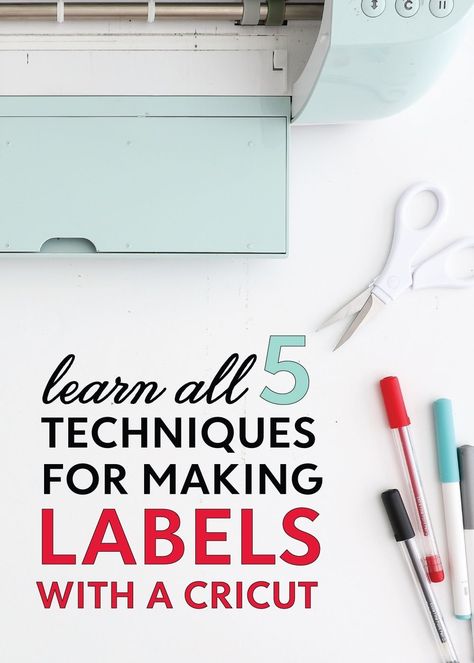 Ready to make gorgeous, custom labels with your Cricut machine? There are LOTS of ways you can do it! This post breaks down how to make 1) Vinyl Labels, 2) Cricut Pen Labels, 3) Iron-On Labels, 4) Print Then Cut Labels, and 5) Infusible Ink Labels! Get ready to label everything in your home with your Cricut machine! Cricut Cosmetic Labels, Cricut Soap Labels, Cricut Fabric Labels, Cricut Machine Decals Decoration Ideas, How To Make Sticker Labels With Cricut, Cricut File Folder Labels, Labels With Cricut Maker, Cricut Christmas Labels, How To Make Labels For Candles