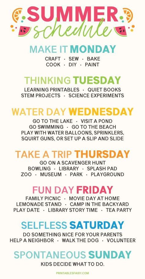 Create a Weekly Summer Schedule that gives kids something to look forward to every day and adds a variety of fun activities to your week! #summerkids #summerschedule #summerfun Weekly Summer Schedule, Summer Schedule For Kids, Kids Summer Schedule, Uppfostra Barn, Summer Schedule, Summer Fun For Kids, Kids Schedule, Summer Learning, Summer Fun List