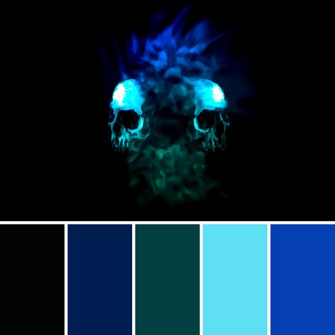 Underworld Color Palette, Beetlejuice Color Palette, Fantasy Colour Palette, Siren Color Palette, Dark Fantasy Color Palette, Gothic Colour Palette, Dark Pallete, Black And Blue Color Palette, Blue And Black Color Palette