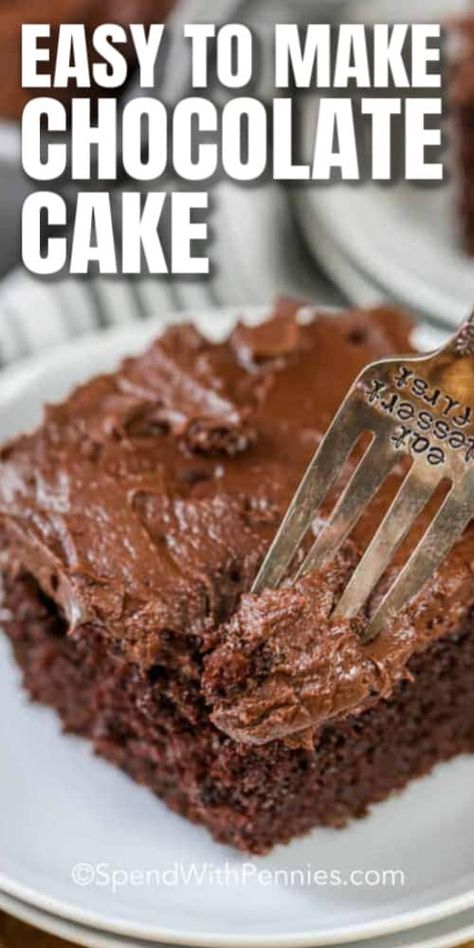 This is the best chocolate cake recipe! It uses cocoa powder instead of melted chocolate making it easy and quick to put together. Making this for our next birthday celebration! #spendwithpennies #chocolatecake #dessert #childhoodfavorite #easydessert The Best Chocolate Cake Recipe, Best Ever Chocolate Cake, Best Chocolate Cake Recipe, The Best Chocolate Cake, Easy Vanilla Cake Recipe, Amazing Chocolate Cake Recipe, Chocolate Cake Recipe Easy, Cookies Bars, Homemade Chocolate Cake