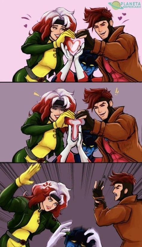 Nightcrawler Art, Nightcrawler Xmen, Gambit X Men, X Men Funny, Xman Marvel, Gambit Marvel, Rogue Gambit, Xmen Comics, Superhero Memes