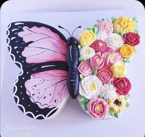 Butterfly Shaped Cake, Kids Birthday Cakes, Butterfly Birthday Cakes, Cake With Buttercream, Buttercream Flower, Butterfly Cake, Cake Decorating Frosting, Cake Decorating Ideas, Cake Shapes