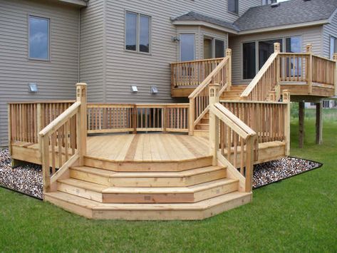 Wooden Deck Designs, Cedar Deck, Building A Porch, Wooden Deck, Hardscape Design, Patio Deck Designs, Deck Designs Backyard, Deck Stairs, Decks Backyard