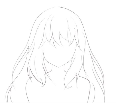 How To Draw Back Hair, Bangs Reference Drawing Anime, Anime Base Female With Hair, Anime Hair Bangs Drawing, Long Hair With Bangs Drawing Reference, Long Messy Hair Drawing, Demon Slayer Oc Hair, Anime Hair Reference, Anime Hair Lineart