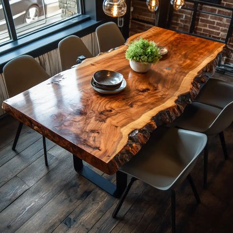 Live Edge Small Dining Table Dining Table Ideas, Space Saving Dining Table, Small Dining Area, Tiny Apartments, Bar Height Table, Ideas For Small Spaces, Small Dining Table, Dining Nook, Live Edge Table