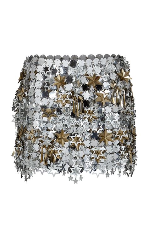 Metallic Mini Skirt By Paco Rabanne | Moda Operandi Pink Tour, Metal Stars, Metal Plaque, Paco Rabanne, Lady Dior, Silver And Gold, Gold Tone Metal, Lalique, Look Fashion