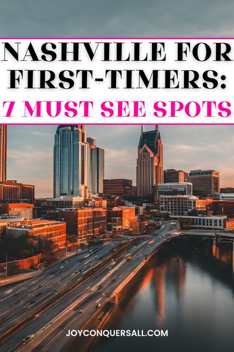 First time in Nashville? Let me guide you to the 7 must-see spots that will make you fall in love with this vibrant city. Whether you're into music, food, or history, these picks have something for everyone. Click to make the most of your visit! Down Town Nashville, Music Row Nashville Things To Do, 1 Day In Nashville, Nashville During The Day, Nashville Tennessee Things To Do In Fall, Must See In Nashville Tn, One Day In Nashville Tennessee, Nashville Sightseeing, Nashville Vacation Ideas