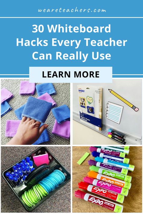 Whether you want cleaning tips, organizing ideas, or ways to make the most of what you've got, you definitely need these whiteboard hacks! Student Whiteboard Organization, Whiteboard Erasers For Students, Diy Whiteboard Eraser, Teacher White Board Organization, Classroom Whiteboard Organization Elementary, Teacher Whiteboard Organization, Whiteboard Decoration Ideas Classroom, Teacher White Board Ideas, Classroom Whiteboard Organization