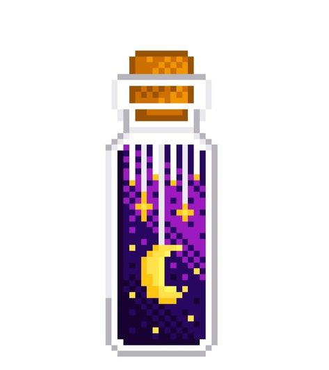 Pixel Art Potion Bottle, Bottle Pixel Art, Pixel Potion, Easy Perler Beads Ideas, Arte 8 Bits, 8bit Art, Diy Perler Bead Crafts, Hama Bead, Pixel Art Grid