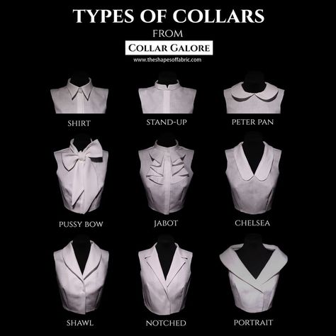 Different Types Of Collars For Women, Different Collar Types, Different Types Of Collars, Collar Types, Collar Patterns, Fashion Study, Peter Pan Shirt, Basic Bodice, Fashion Draping