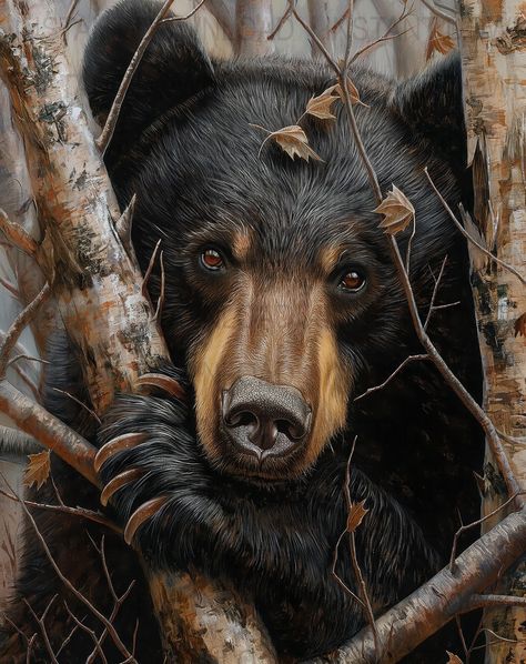 This beautiful Black Bear Digital Art Print captures the essence of wildlife and nature, perfect for any animal lover or nature enthusiast. Our realistic bear illustration is designed to bring the tranquility of the forest into your home. Ideal for wall decor in living rooms, bedrooms, or offices, this high-quality digital download allows for instant access and easy printing. Get yours today and add a touch of nature to your space.Instant Download - No Physical Product Will Be Mailed to You Prod Bear Paintings Easy, Black Bear Photography, Black Bear Sitting, Black Bear Painting, Bear Digital Art, Bear In Forest, Black Bears Art, Black Bear Decor, Illustration Forest