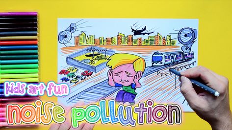 How to draw and color noise pollution Noise Pollution Drawing, Pollution Drawing, Sound Pollution, Ho Baby, Printable Outline, Diy Kid Activities, Noise Pollution, Min Ho, Kids Art