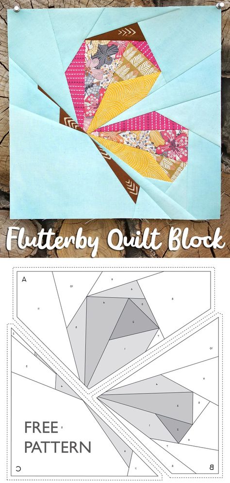 Flutterby Quilt Block Free Pattern Free Paper Pieced Quilt Patterns, Quilt Butterfly Pattern, Butterfly Paper Piecing Patterns Free, Pieced Butterfly Quilt Block, Paper Quilt Patterns Free Printable, Flower Paper Piecing Patterns Free, Butterfly Foundation Paper Piecing, Paper Piecing Free Patterns Printables, Paper Piecing Patterns Free Printables Animals