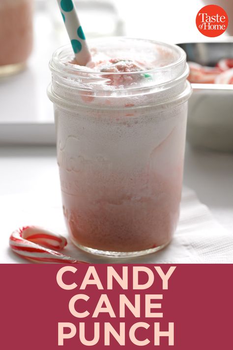 Candy Cane Punch Peppermint Punch, Grove Oklahoma, Cream Of Pumpkin Soup, How To Make Candy, Peppermint Ice Cream, Green Smoothie Bowl, Mini Candy Canes, Christmas Punch, Strawberry Mint