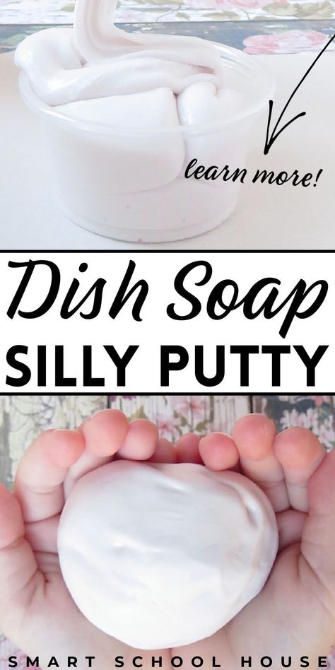 Fun Easy Crafts For Kids At Home Simple, How To Make Clay At Home, How To Make Putty, Homemade Putty, Silly Putty Recipe, Diy Silly Putty, Playdough Slime, Putty Recipe, Therapy Putty