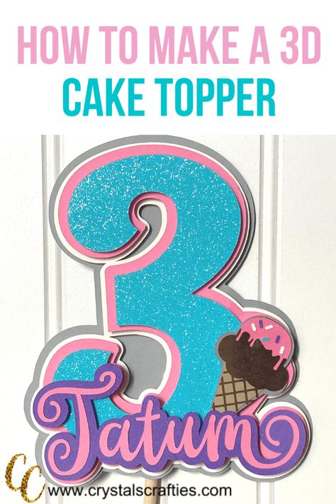 make a 3D cake topper Red Birthday Cakes, Diy Cake Topper Birthday, Cricut Cake, Cricut Birthday, 3d Cake Toppers, Toppers Diy, Number Cake Toppers, Cake Topper Tutorial, Diy Cake Topper