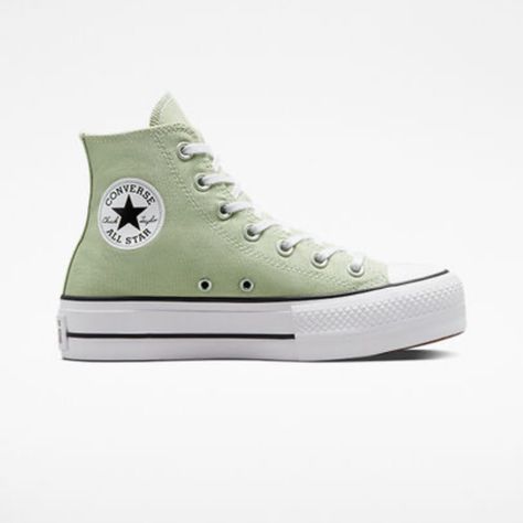 Sage Green Converse, Cute Converse Shoes, Cute Converse, Womens High Top Shoes, Converse Platform, Chuck Taylor All Star Lift, Dr Shoes, Preppy Shoes, Platform Converse