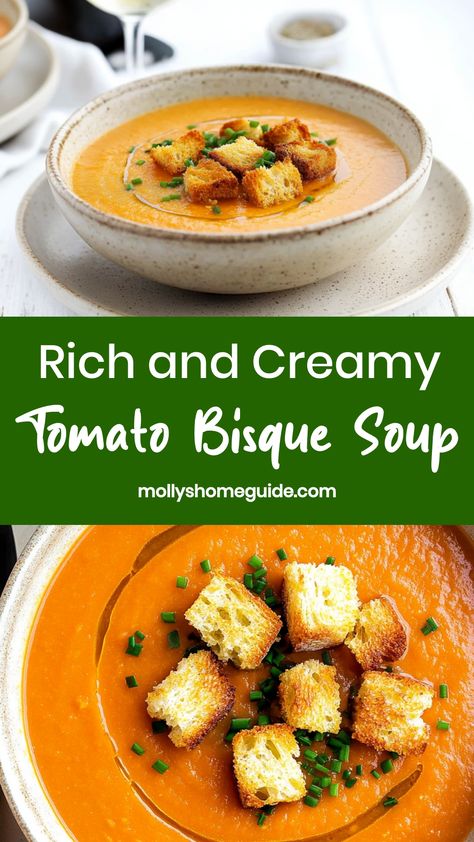 Indulge in the rich and comforting flavors of a homemade tomato bisque soup. This classic recipe is perfect for cozy nights or special gatherings. With its velvety texture and tantalizing taste, tomato bisque soup is sure to become a household favorite. Serve it with a side of crusty bread or a fresh salad for a satisfying meal that will warm your soul. Whether you are craving comfort food or looking to impress your guests, this tomato bisque soup recipe will always hit the spot. Smoked Tomato Bisque Soup, Slow Cooker Tomato Bisque Soup, Spicy Tomato Bisque Soup, How To Make Tomato Bisque Soup, Low Carb Tomato Bisque Soup, Martha Stewart Soup Recipes, Simple Homemade Tomato Soup, Copycat Campbell’s Tomato Soup, Homemade Tomatoes Soup Recipes