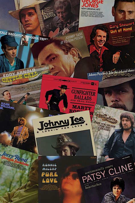 Classic and outlaw country wallpaper or screensaver using some of the greatest classic country artist’s albums. This wallpaper includes Johnny Cash, Hank Williams Jr., Patsy Cline, Gary Stewart, Marty Robbins, Eddy Arnold, George Strait, Johnny Paycheck, Merle Haggard, Waylon Jennings, Jerry Reed, Johnny Lee, Ronnie Milsap, John Denver, and George Jones. George Jones Wallpaper, Old Country Music Aesthetic, Country Artist Wallpaper, Country Music Wallpaper Iphone, Outlaw Wallpaper, Outlaw Country Aesthetic, Country Music Wallpaper, Country Music Aesthetic, Old Country Songs