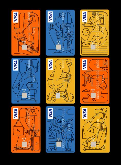 visa cards | 2021 on Behance Credit Card Design Ideas, Bank Poster, Debit Card Design, Loyalty Card Design, Banks Ads, Employees Card, Credit Card Design, Gfx Design, Virtual Card