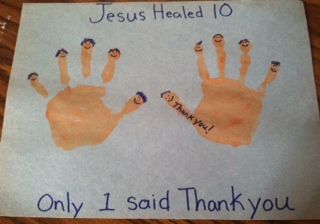 Jesus Healed Ten Lepers Bible Craft The Ten Lepers, Childrens Bible Activities, Jesus Healing, Painted Hands, Preschool Bible Lessons, Story Of Jesus, Thanking God, Bible Activities For Kids, Bible Story Crafts