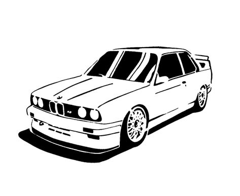 Vehicle Drawing, Serie Bmw, Bmw Art, Manual Design, Bmw E30 M3, Car Prints, E30 M3, Cool Car Drawings, Car Tattoos